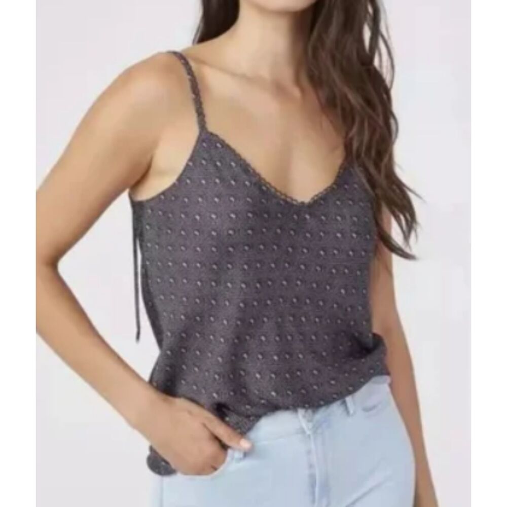 Paige Printed Camisole Tank Scalloped Trim Sleeveless Size Large